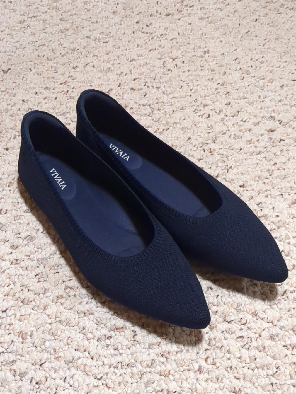 Women's Pointed Knit Flats - Navy